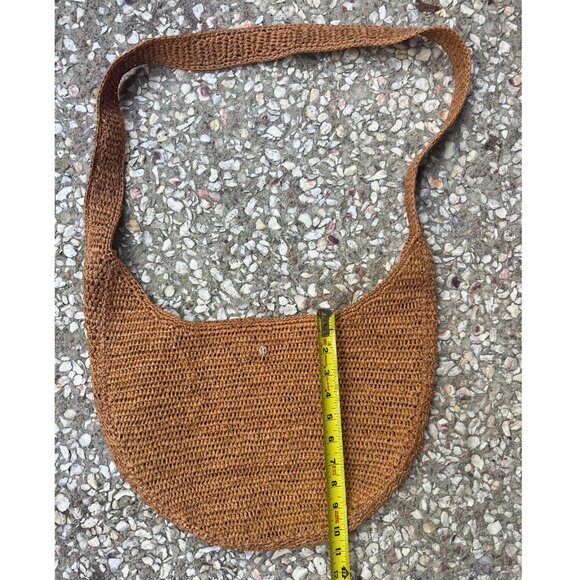 Helen Kaminski Australia Raffia Crochet Shoulder Bag Tan Brown Leather Strap - Picture 7 of 13